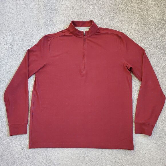 Johnnie O Shirt Mens Medium Red 1/4 Zip Golf Geometric Performance Maroon - Picture 4 of 11